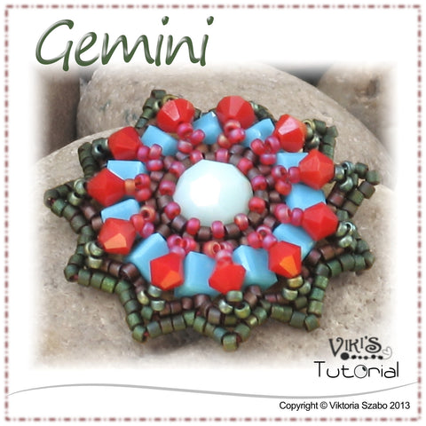 Beaded Pendant with cube beads - Gemini