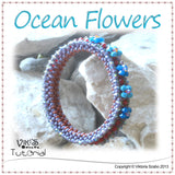 Right Angle Weave Bangle - Ocean Flowers
